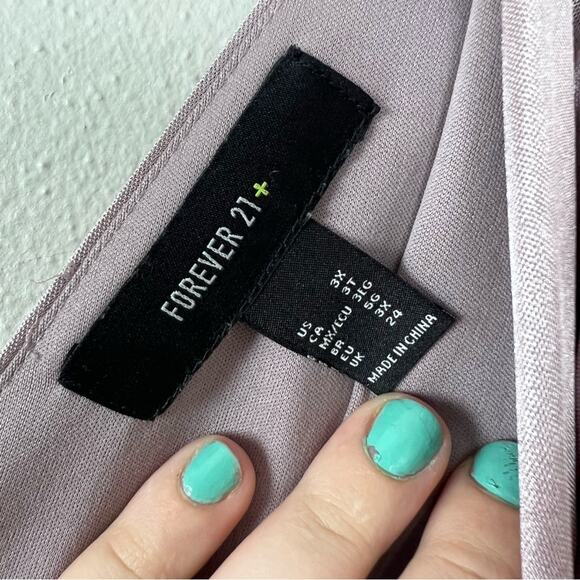 Forever 21 Plus Size Metallic Ruched Mini Dress Lilac Lavender Shiny - Picture 5 of 9